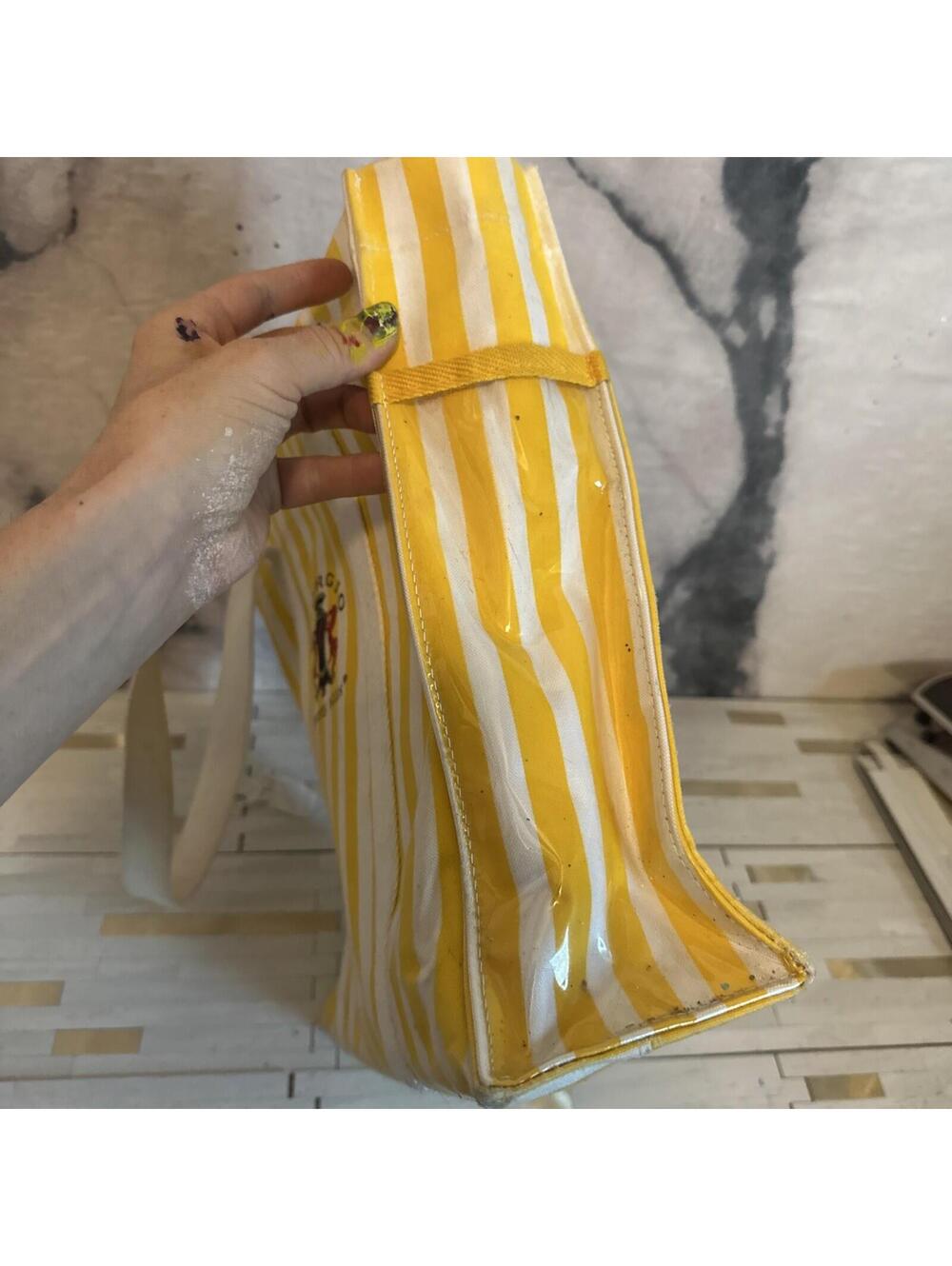 Giorgio Beverly Hills Canvas Vintage Striped Tote Bag - Picture 3 of 15